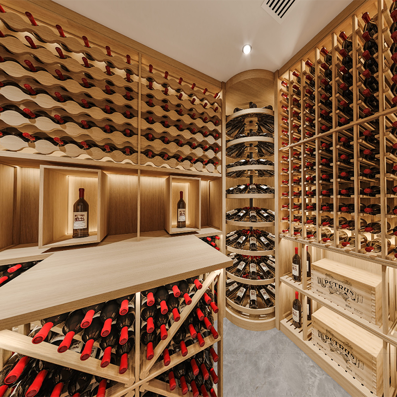 Custom Private Wine Cellar Room with Rotating Display Racks 01